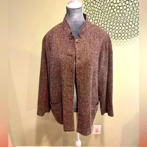 Orvis Blazer - tweed brown burgundy lining -Size Large - Picture 1 of 5